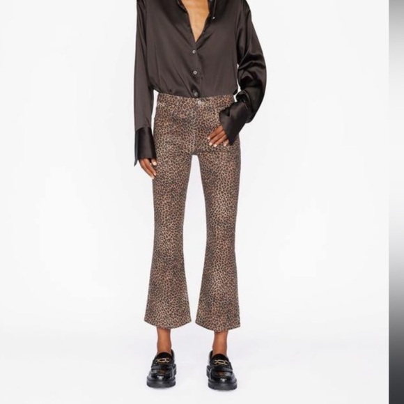 Frame Le Crop Mini Coated Bootcut Jeans in Leopard | Size 31 - Picture 1 of 5